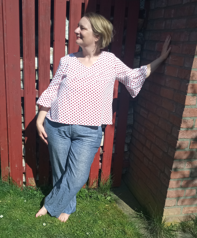 Ruffle Sleeve Top - In The Folds - Polka Dots