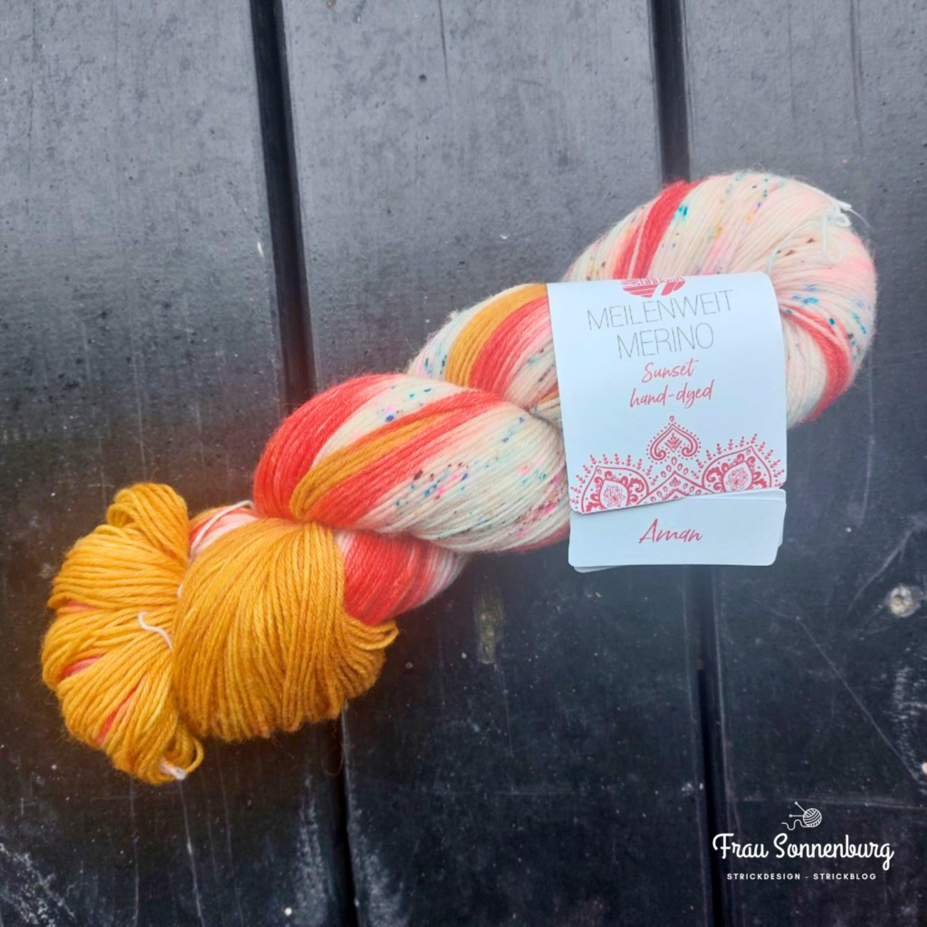 Lana Grossa Merino Meilenweit handgefärbt - Strang in natur, gelb und Orange