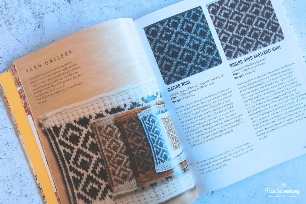 KnitOvation Stitch Dicitionary - Blick ins Buch - Garnwahl
