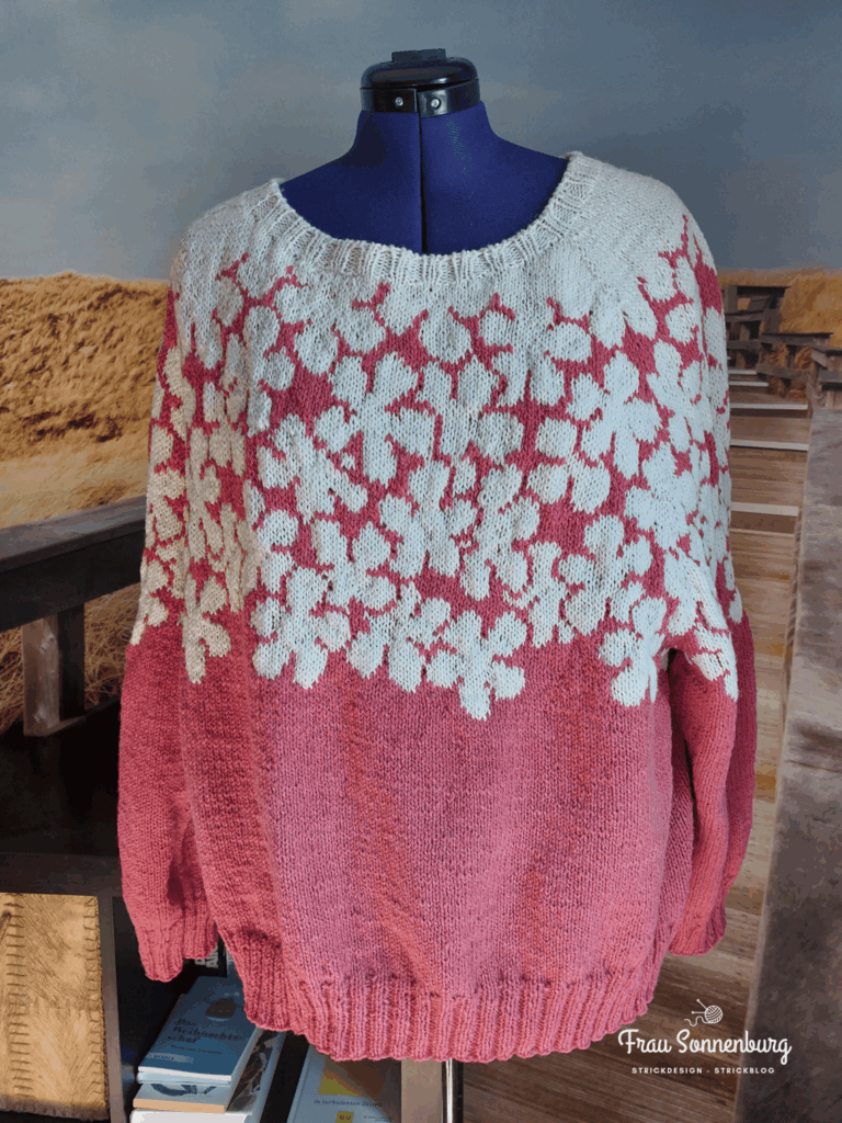 Auf den Nadeln im Juli: Drawing Sweater aus dem Bodenseeschaf von Mährlewolle.